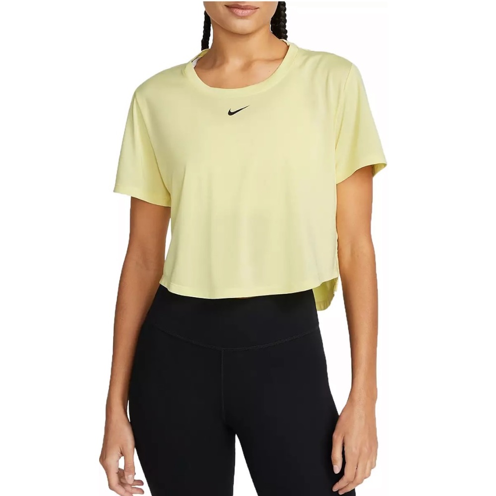 NWOT Nike Women's Dri-FIT One Standard Fit Short-Sleeve Cropped T-shirt (Yellow)